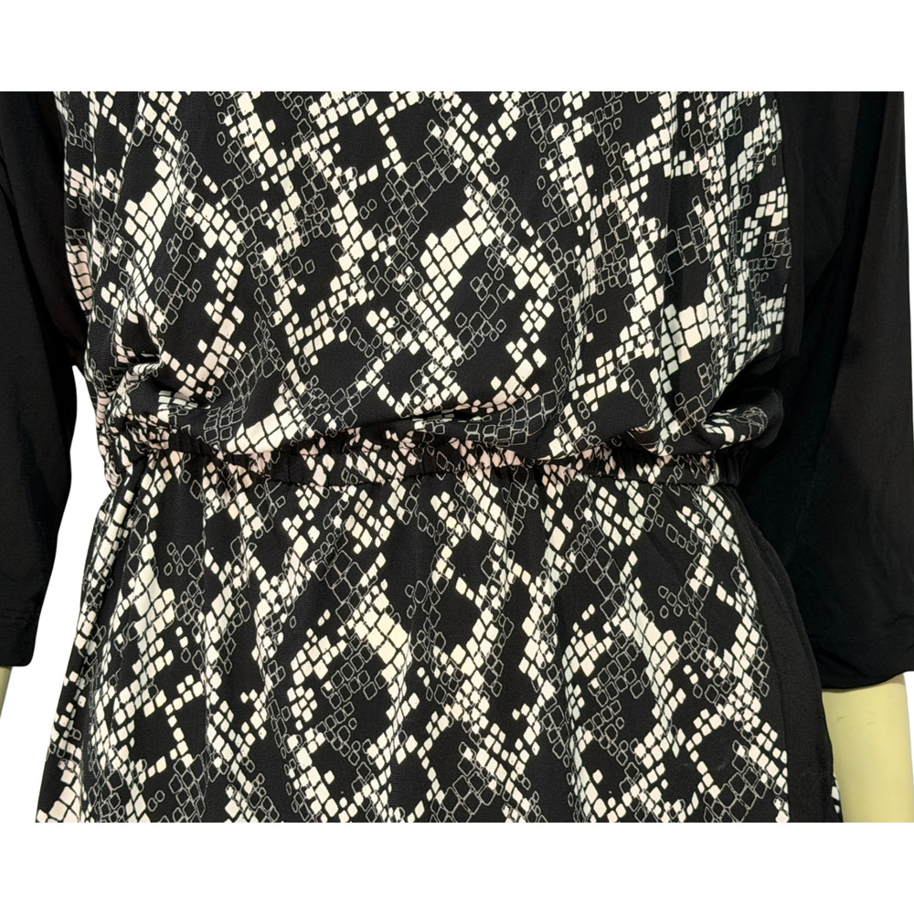 Banana Republic Sz M Pullover Blouson Dress Raglan Slvs B&W Snakeskin Knit New - Picture 5 of 10
